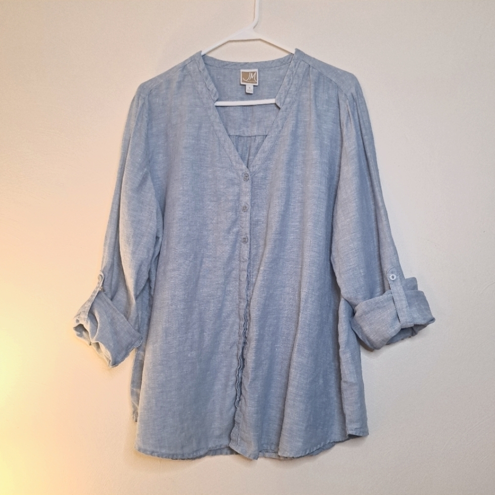 JM COLLECTION 16 100% linen in denim color, light, loose fitting
